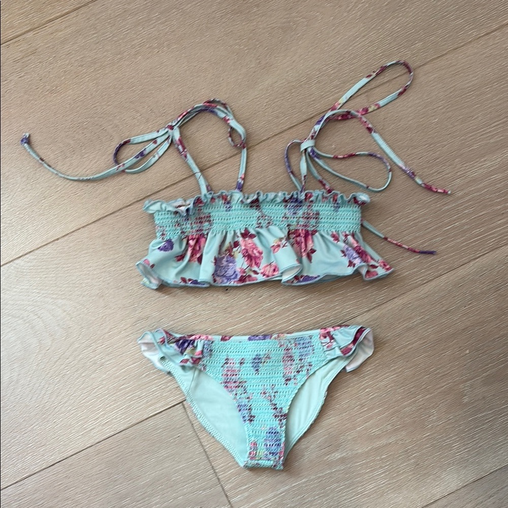 Love shack fancy Floral Ruffle Bikini Set